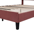 Full Size Upholstered Platform Bed With Flower Pattern Velvet Headboard, Bean Paste Red Bean Paste Red Velvet