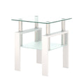 1 Piece Modern Tempered Glass Tea Table Coffee Table End Table, Square Table For Living Room, Transparent White White Tempered Glass