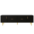 Modern Tv Stand With 5 Champagne Legs Durable, Stylish And Spacious, Tvs Up To 75'' Black 70 79 Inches Mdf