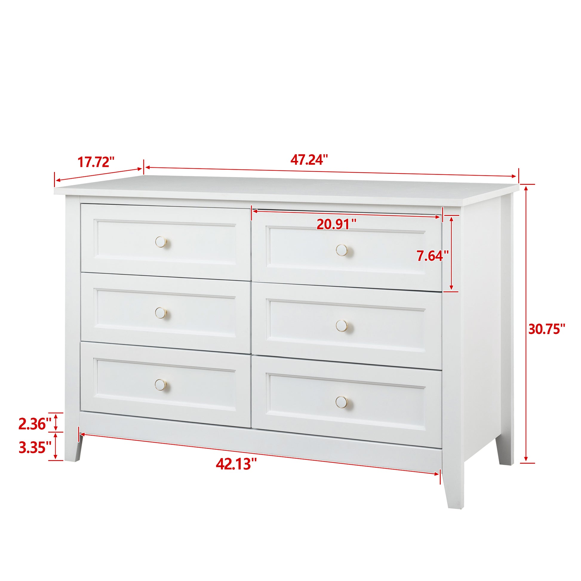 Solid Wood Spray Painted Drawer Dresser Bar,Buffet Tableware Cabinet Lockers Buffet Server Console Table Lockers, Retro Round Handle, Applicable To The Dining Room, Living Room,Kitchen Corridor,White 5 Or More Drawers White Primary Living Space Solid