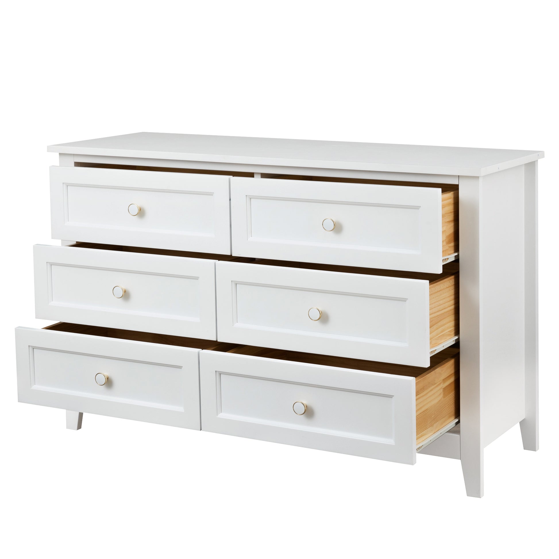 Solid Wood Spray Painted Drawer Dresser Bar,Buffet Tableware Cabinet Lockers Buffet Server Console Table Lockers, Retro Round Handle, Applicable To The Dining Room, Living Room,Kitchen Corridor,White 5 Or More Drawers White Primary Living Space Solid