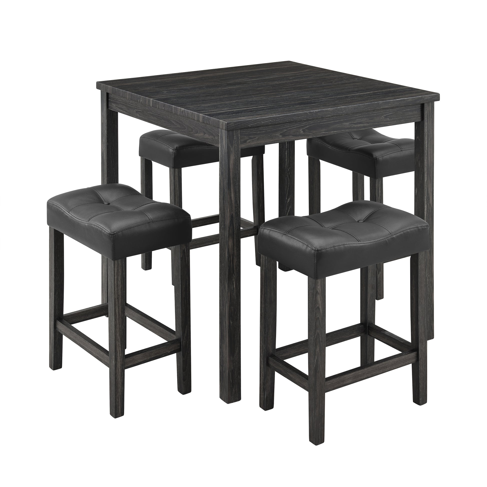 Dining Table, Bar Table And Chairs Set, 5 Piece Dining Table Set, Industrial Breakfast Table Set, For Living Room, Dining Room, Game Room,Old Sku W1781110644 Black Solid Wood Mdf