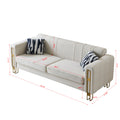 Modern Velvet Sofa 85.04 Inch For Living Room Beige Color Beige Foam Velvet