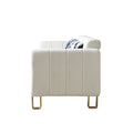 Modern Velvet Sofa 85.04 Inch For Living Room Beige Color Beige Foam Velvet