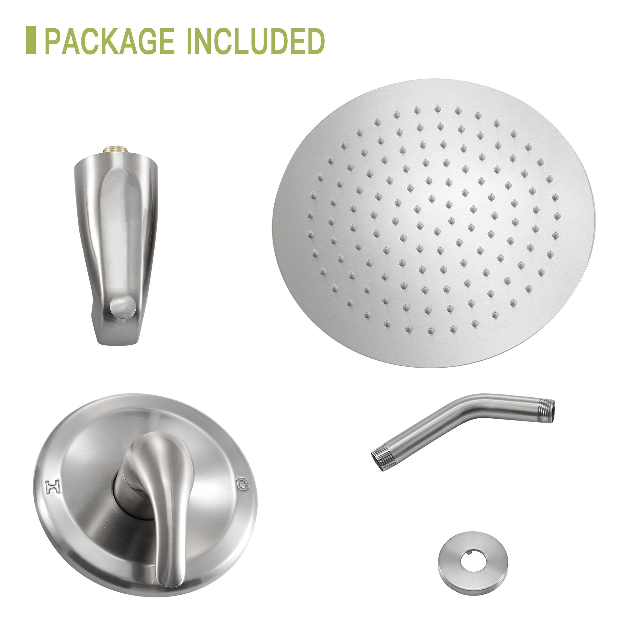 10" Round Rain Shower Head Systems with Waterfall Tub brushed nickel-stainless steel