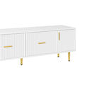 Modern Tv Stand With 5 Champagne Legs Durable, Stylish And Spacious, Tvs Up To 75'' White Mdf