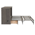 Queen Size Murphy Bed With Built In Charging Station, Antique Grey Box Spring Not Required Queen Antique Gray Wood Pine Wood