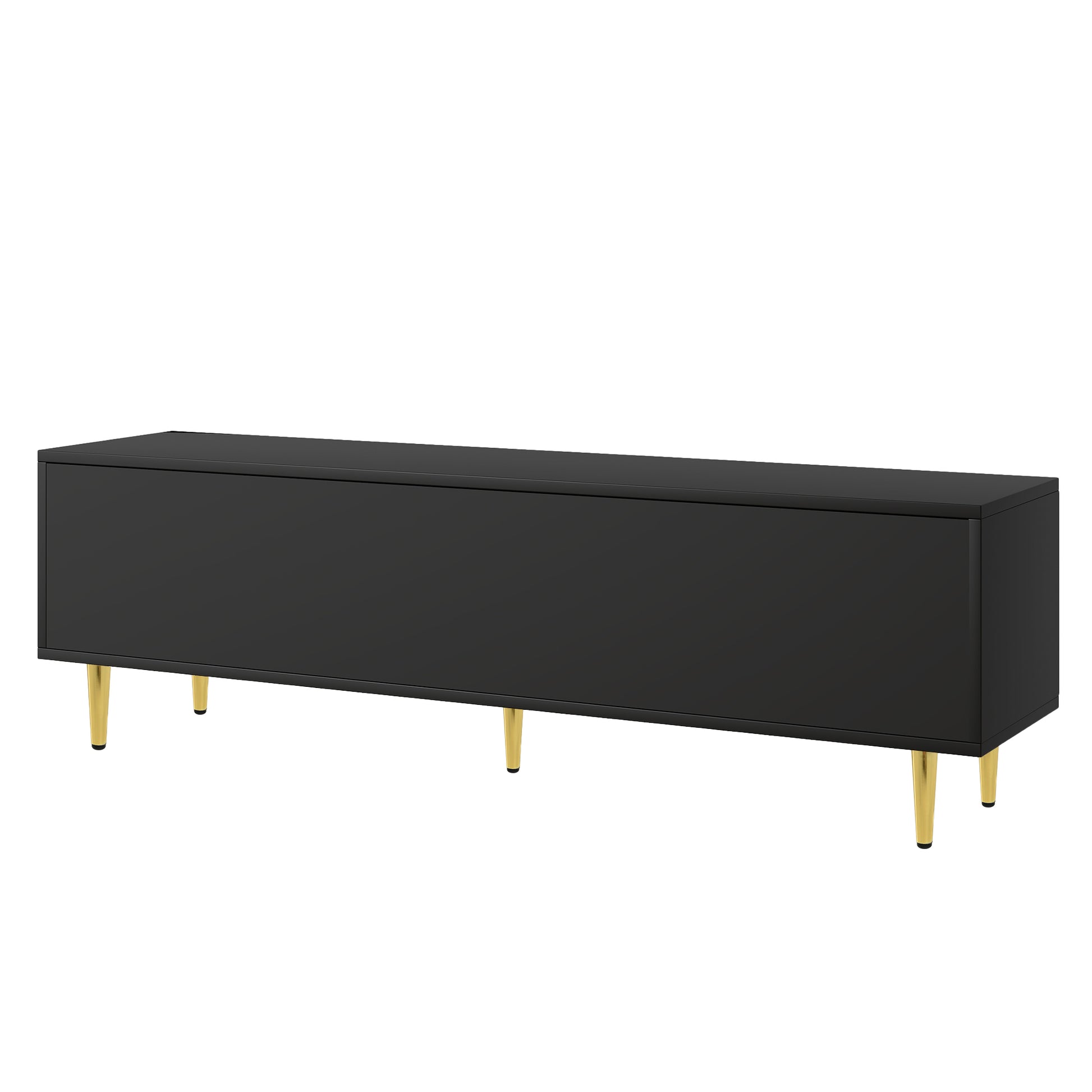 Modern Tv Stand With 5 Champagne Legs Durable, Stylish And Spacious, Tvs Up To 75'' Black 70 79 Inches Mdf