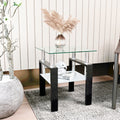 1 Piece Modern Tempered Glass Tea Table Coffee Table End Table, Square Table For Living Room, Transparent Black Transparent Tempered Glass