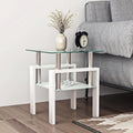 1 Piece Modern Tempered Glass Tea Table Coffee Table End Table, Square Table For Living Room, Transparent White White Tempered Glass