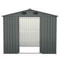 Outdoor Storage Shed, 8' X 6' Galvanized Steel Garden Shed With 4 Vents & Double Sliding Door, Utility Tool Shed Storage House For Backyard, Patio, Lawn Dark Gray Garden & Outdoor Metal