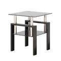 1 Piece Modern Tempered Glass Tea Table Coffee Table End Table, Square Table For Living Room, Black Black Tempered Glass