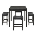 Dining Table, Bar Table And Chairs Set, 5 Piece Dining Table Set, Industrial Breakfast Table Set, For Living Room, Dining Room, Game Room,Old Sku W1781110644 Black Solid Wood Mdf