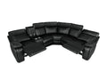 Home Theater Seating Manual Recliner With Cup Holder, Hide Away Storage Pu Reclining Sofa For Living Room, Home Theater, Black Black Foam Pu 5 Seat