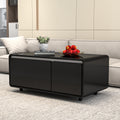 Modern Smart Coffee Table With Built In Fridge, Wireless Charging, Power Socket, Usb Interface, Outlet Protection, Mechanical Temperature Control And Ice Water Interface, Black Black Primary Living Space Luxury,Modern Rectangular Coffee & End Tables Abs