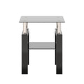 1 Piece Modern Tempered Glass Tea Table Coffee Table End Table, Square Table For Living Room, Black Black Tempered Glass