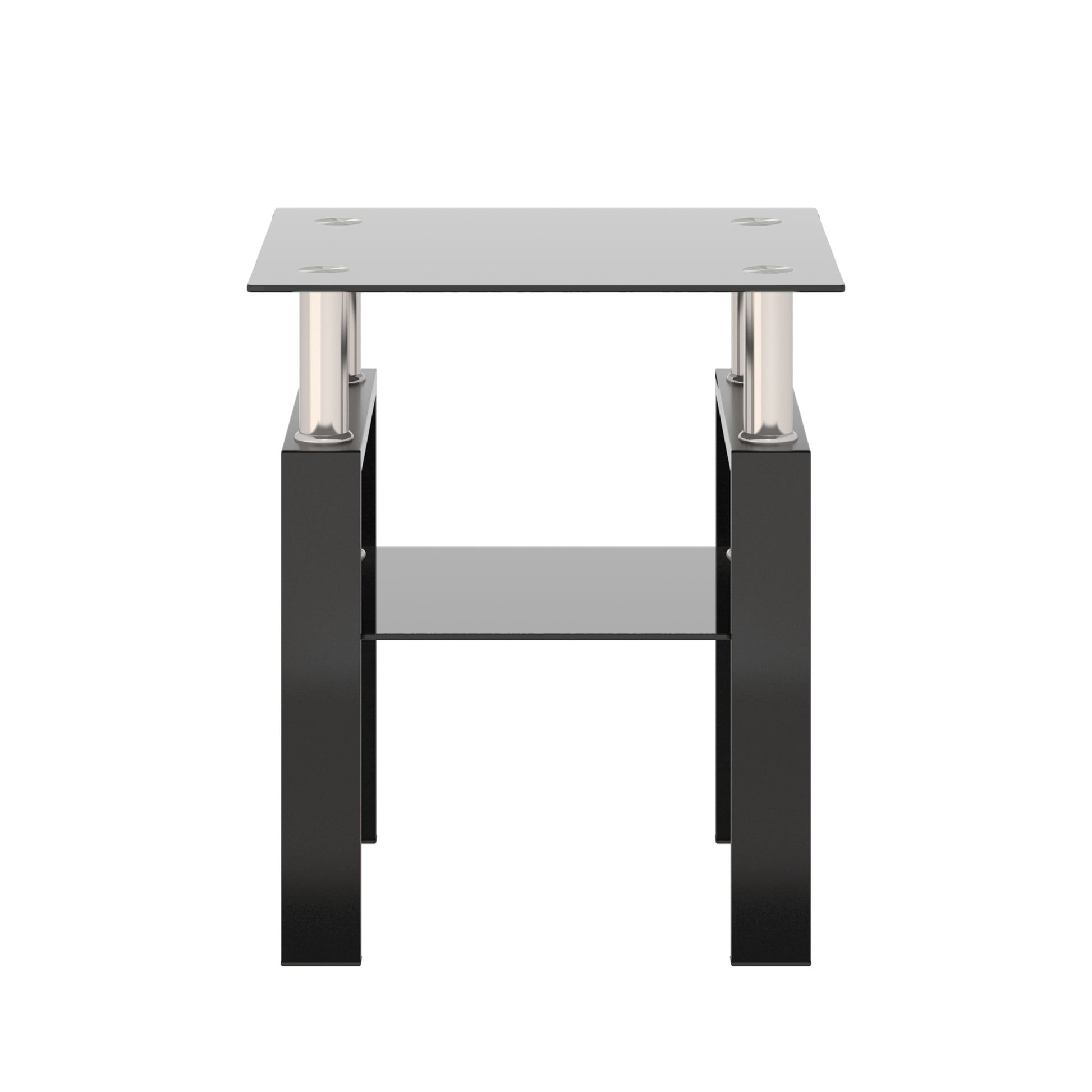 1 Piece Modern Tempered Glass Tea Table Coffee Table End Table, Square Table For Living Room, Black Black Tempered Glass