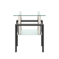 1 Piece Modern Tempered Glass Tea Table Coffee Table End Table, Square Table For Living Room, Transparent Black Transparent Tempered Glass