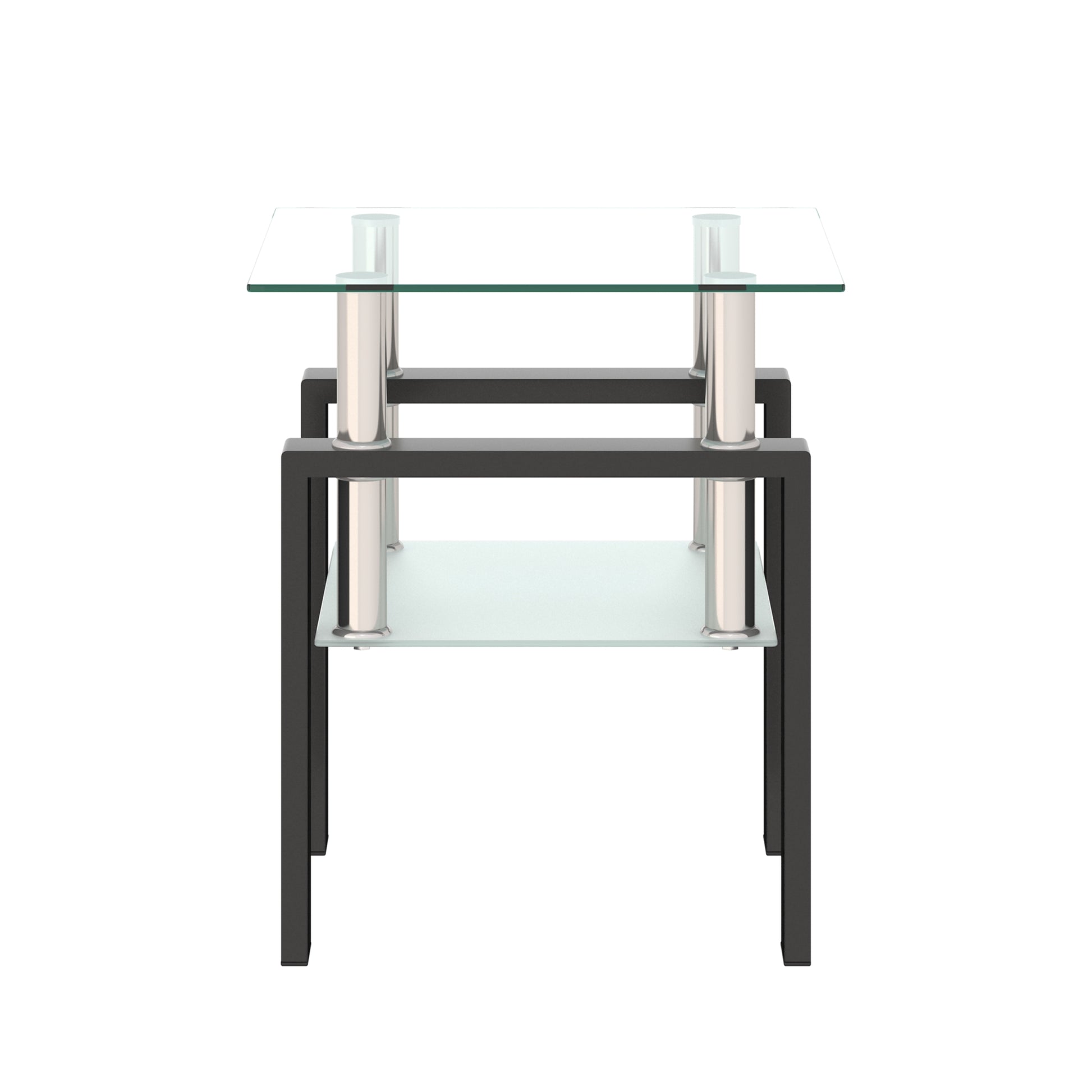 1 Piece Modern Tempered Glass Tea Table Coffee Table End Table, Square Table For Living Room, Transparent Black Transparent Tempered Glass