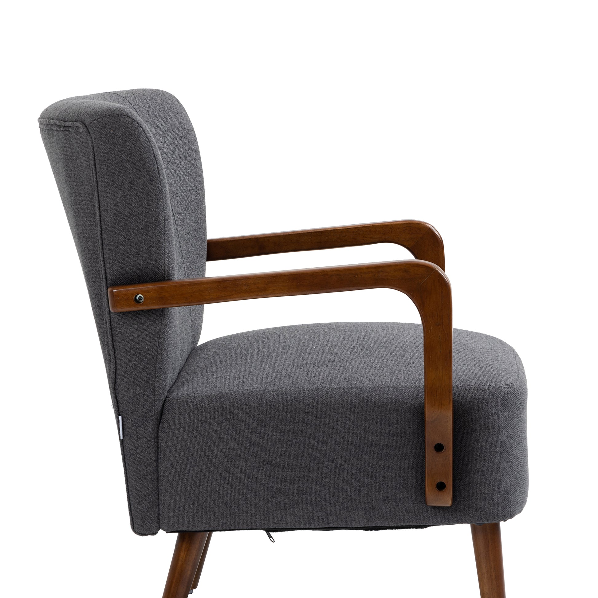 Coolmore Wood Frame Armchair, Modern Accent Chair Lounge Chair For Living Room Dark Gray Linen