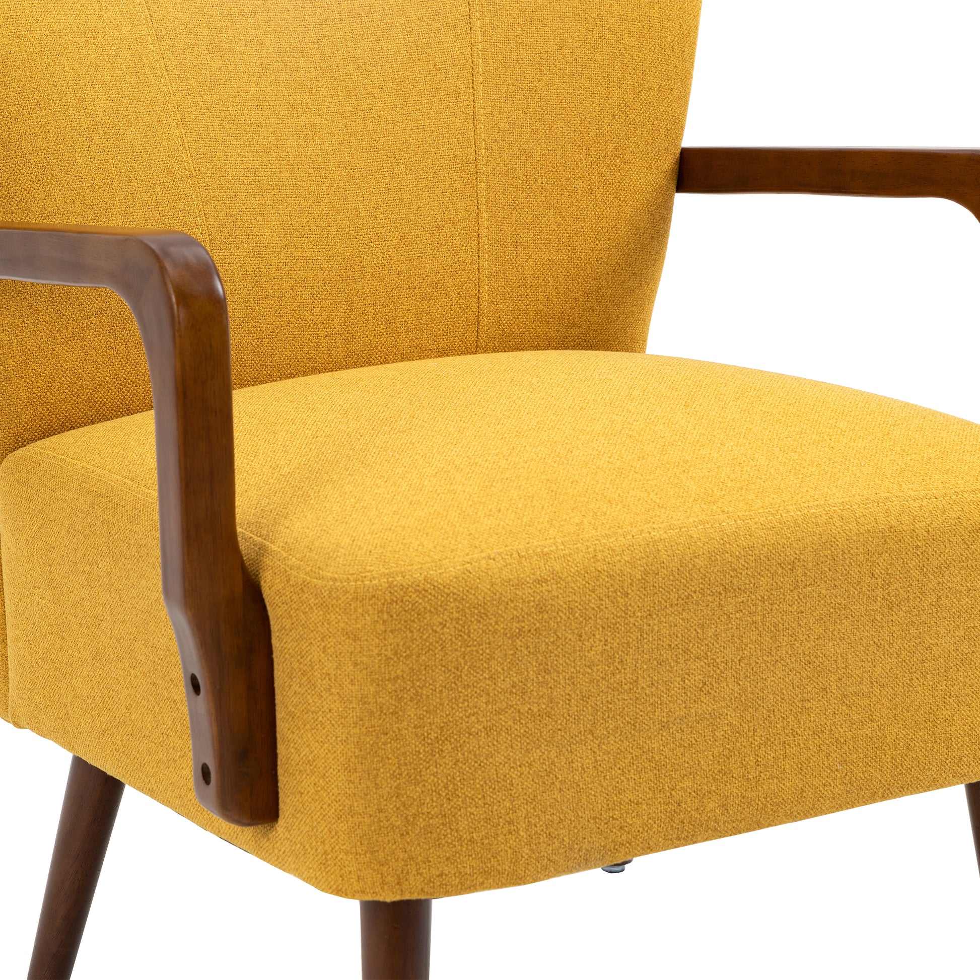 Coolmore Wood Frame Armchair, Modern Accent Chair Lounge Chair For Living Room Mustard Yellow Linen