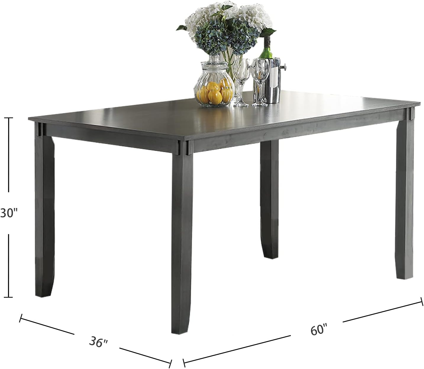 Gray Color Dining Room Furniture Unique Modern 6Pc Set Dining Table 4X Side Chairs And A Bench Solid Wood Rubberwood And Veneers Gray Wood Dining Room Bench Seating Rubberwood Rectangular Dining Table With Chair And Bench Wood Wood Grey Seats 6 60 Inches