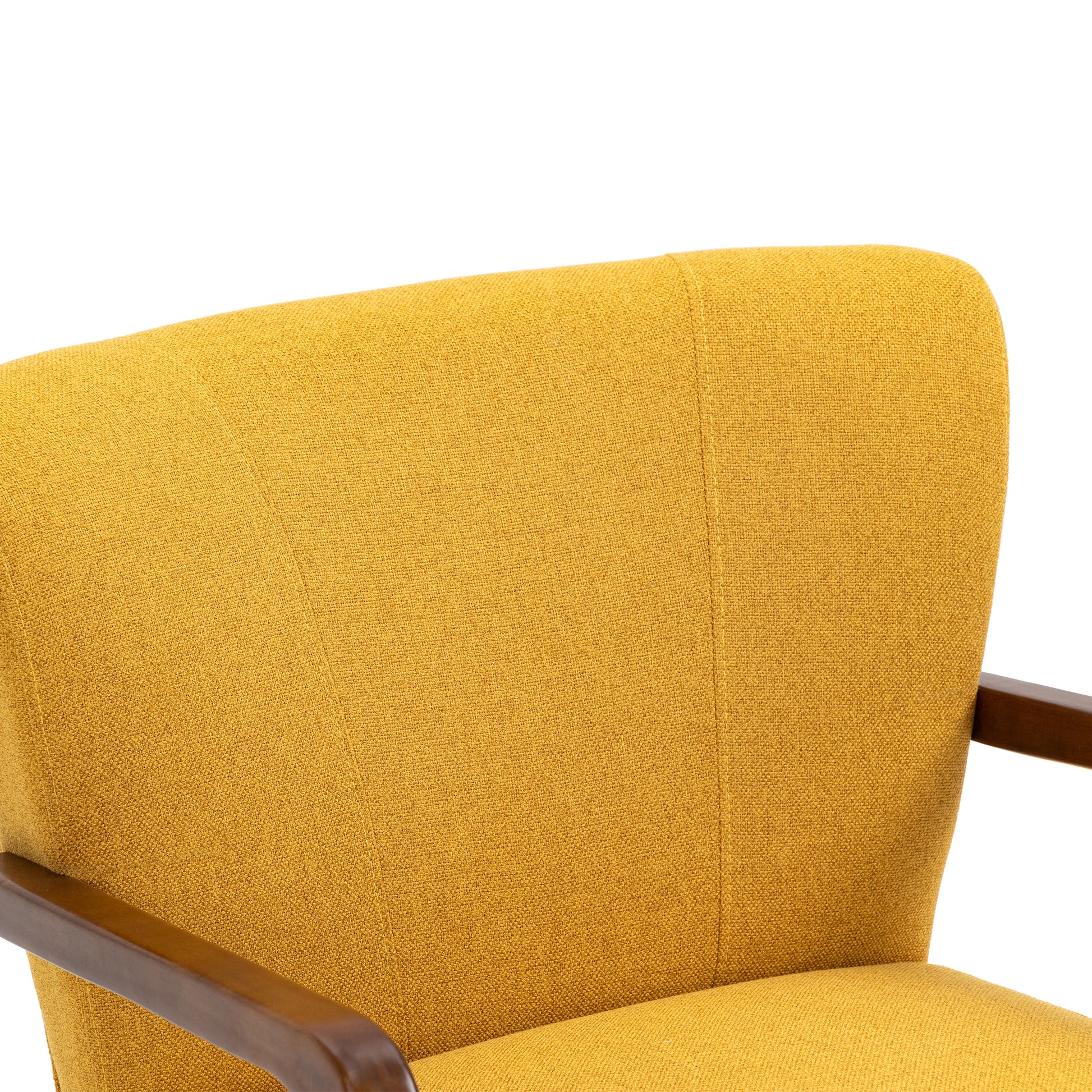 Coolmore Wood Frame Armchair, Modern Accent Chair Lounge Chair For Living Room Mustard Yellow Linen