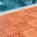 Kaia 6 Slat Reddish Brown Wood Interlocking Deck Tile Set Of 10 Tiles Natural Wood Wood Eucalyptus