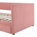 Twin Size Corduroy Daybed With Two Drawers And Wood Slat, Pink Pink Corduroy