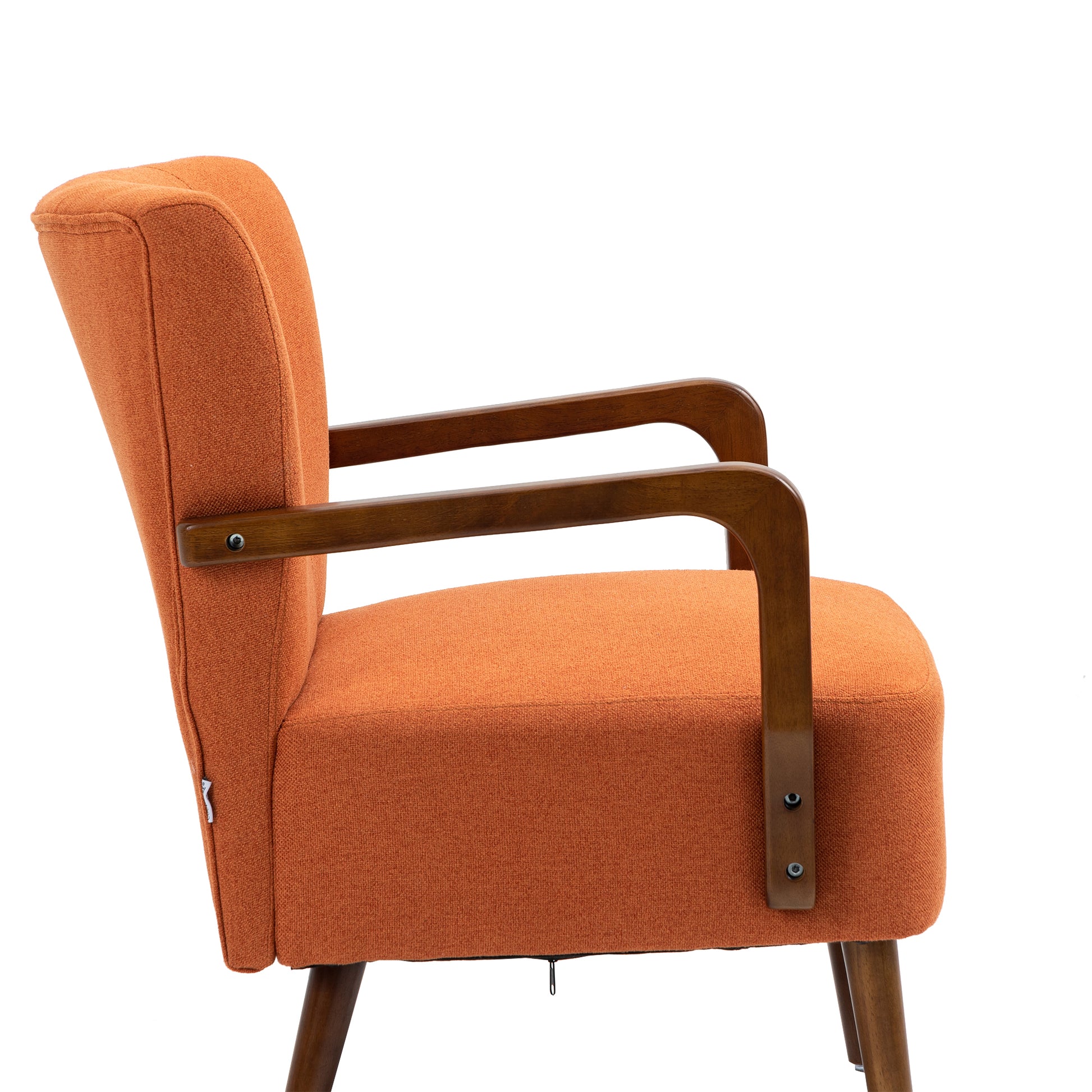 Coolmore Wood Frame Armchair, Modern Accent Chair Lounge Chair For Living Room Orange Linen