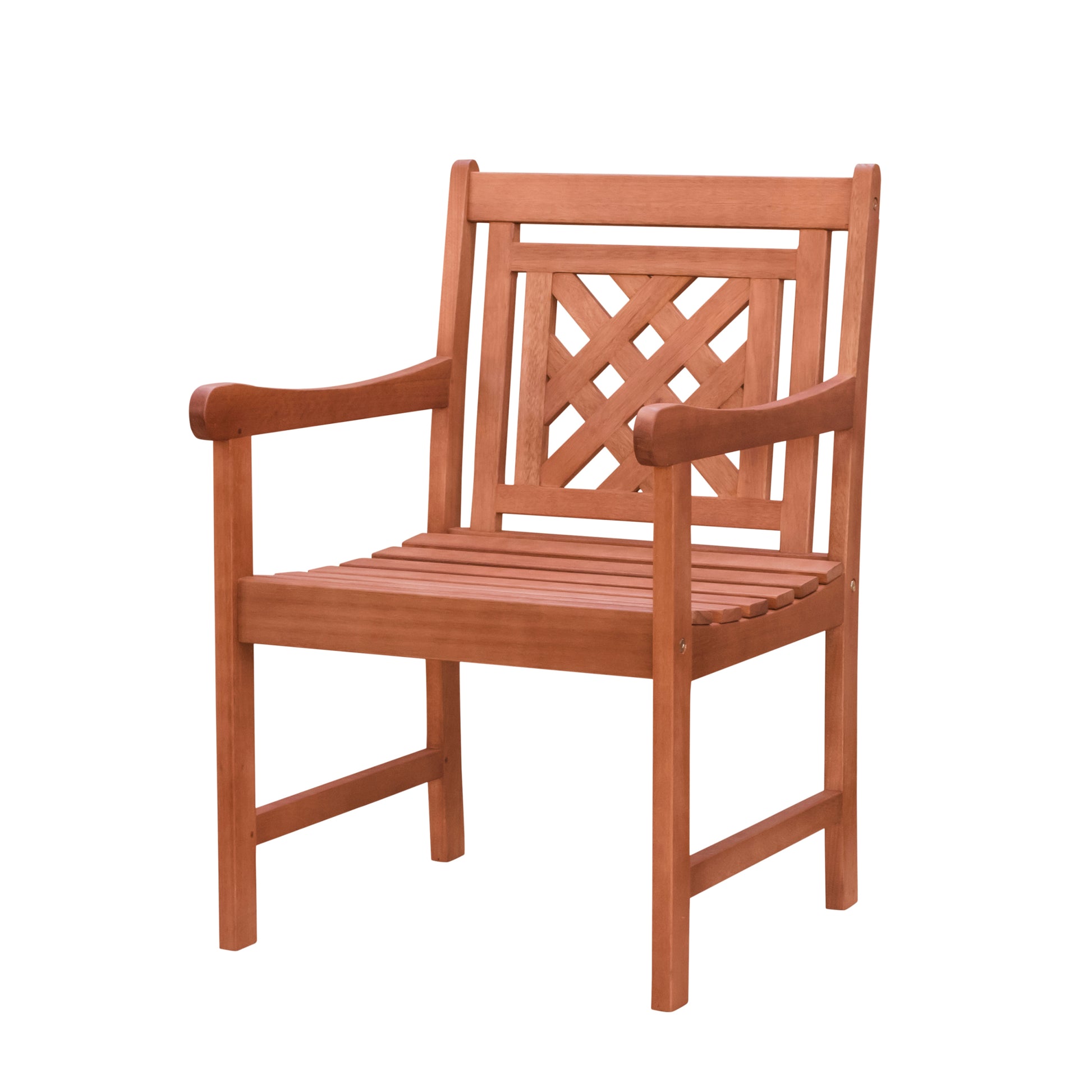 Siriana Reddish Brown Tropical Wood Patio Armchair Natural Wood Wood Eucalyptus