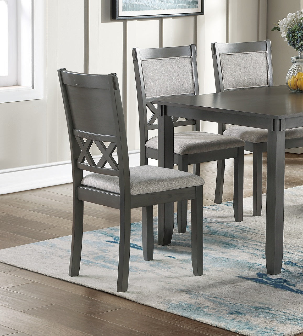 Gray Color Dining Room Furniture Unique Modern 6Pc Set Dining Table 4X Side Chairs And A Bench Solid Wood Rubberwood And Veneers Gray Wood Dining Room Bench Seating Rubberwood Rectangular Dining Table With Chair And Bench Wood Wood Grey Seats 6 60 Inches