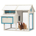 Weatherproof Outdoor Chicken Coop With Waterproof Pvc Roof. Outdoor Chicken Coop With Removable Bottom For Easy Cleaning.Large Space Coop Suitable For 6 8 Chickens. White Solid Wood