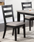 Classic Stylish Black Finish 5Pc Dining Set Kitchen Dinette Wooden Top Table And Chairs Upholstered Cushions Seats Ladder Back Chair Dining Room Wood Dining Room Rectangular Dining Table With Chair Upholstered Chair Wood Black Ladder Back Seats 4 48