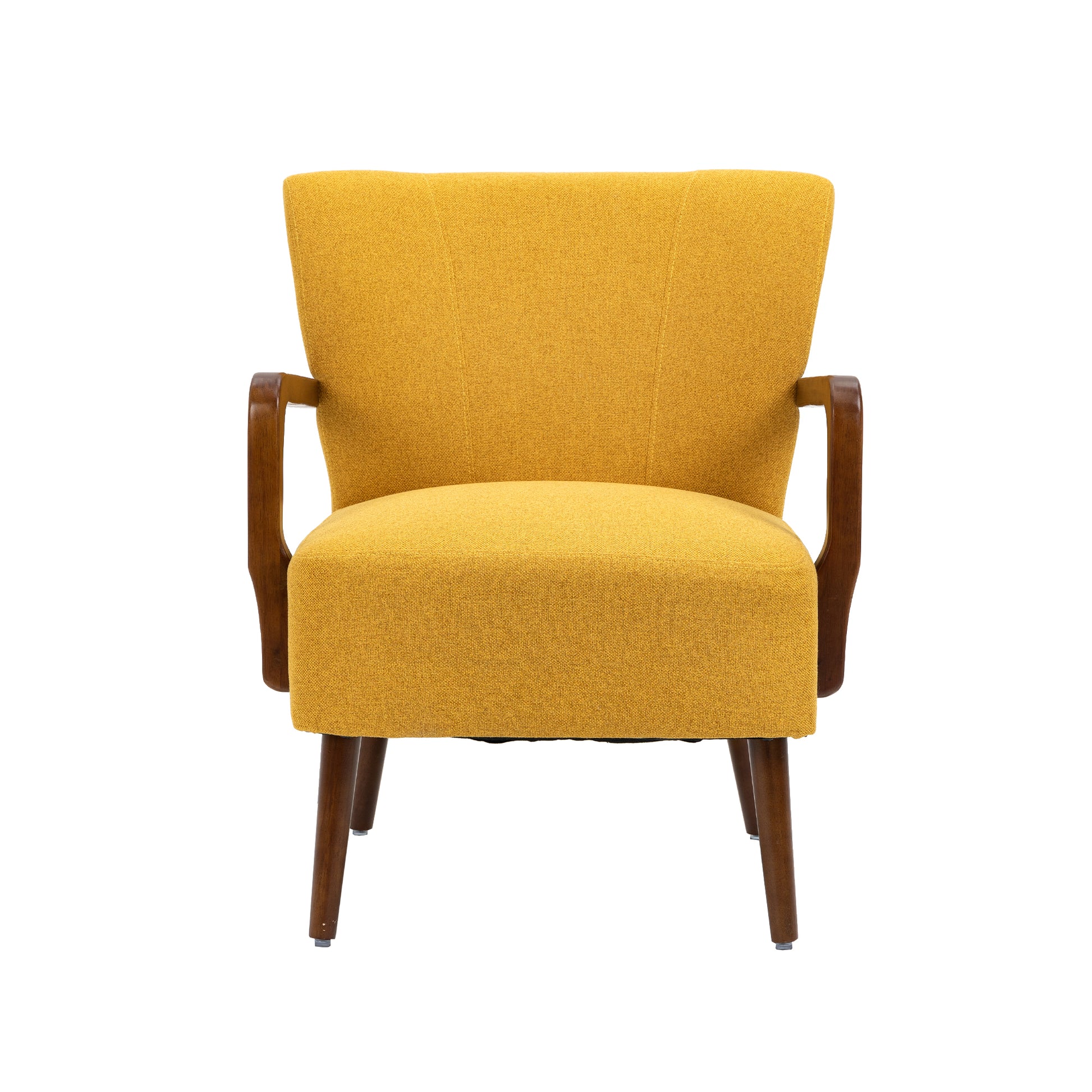 Coolmore Wood Frame Armchair, Modern Accent Chair Lounge Chair For Living Room Mustard Yellow Linen