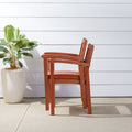 Caladesi Reddish Brown Wood Coastal Stackable Patio Armchair Set Of 2 Natural Wood Wood Eucalyptus