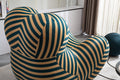 Barrel Chair With Ottoman, Mordern Comfy Stripe Chair For Living Room 3 Colors, 2 Size , Bule & Yellow Stripe And Large Size Yellow Foam Polyester