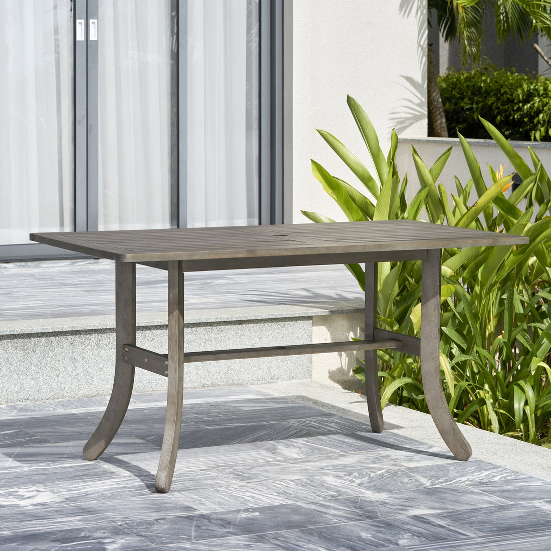 Kyrstin Grey washed Farmhouse Wood Patio Dining