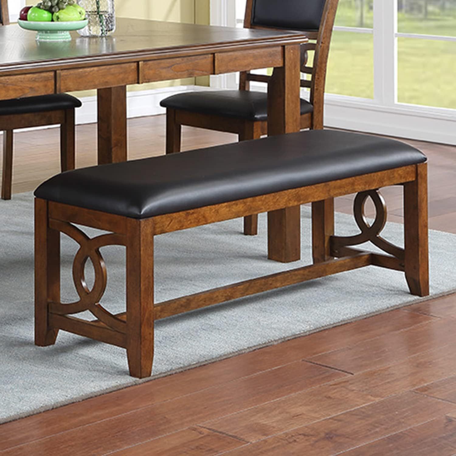 Contemporary Dining 6pc Set Table w 4x Side Chairs And brown-wood-dining room-bench