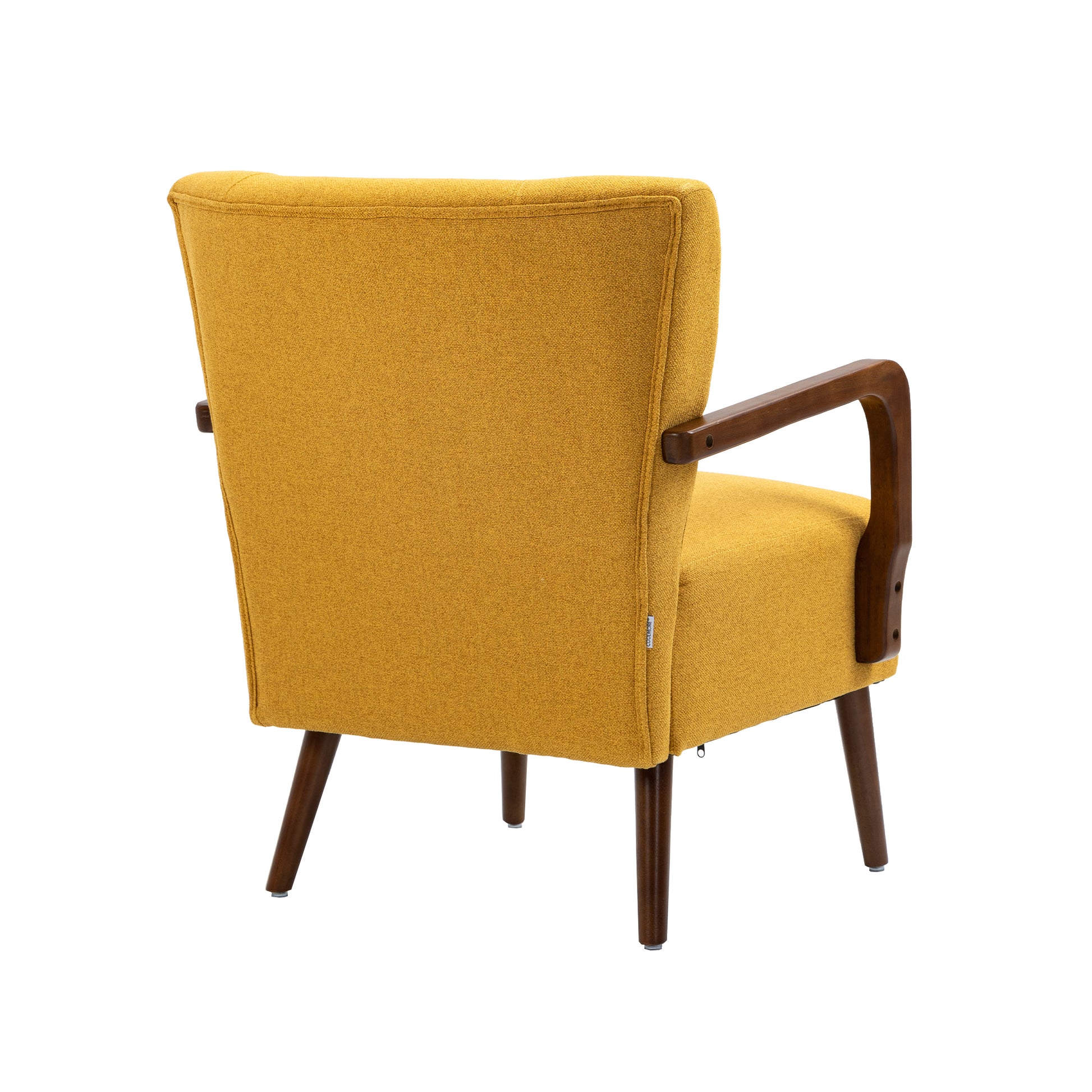 Coolmore Wood Frame Armchair, Modern Accent Chair Lounge Chair For Living Room Mustard Yellow Linen