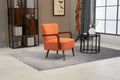 Coolmore Wood Frame Armchair, Modern Accent Chair Lounge Chair For Living Room Orange Linen