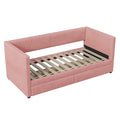 Twin Size Corduroy Daybed With Two Drawers And Wood Slat, Pink Pink Corduroy