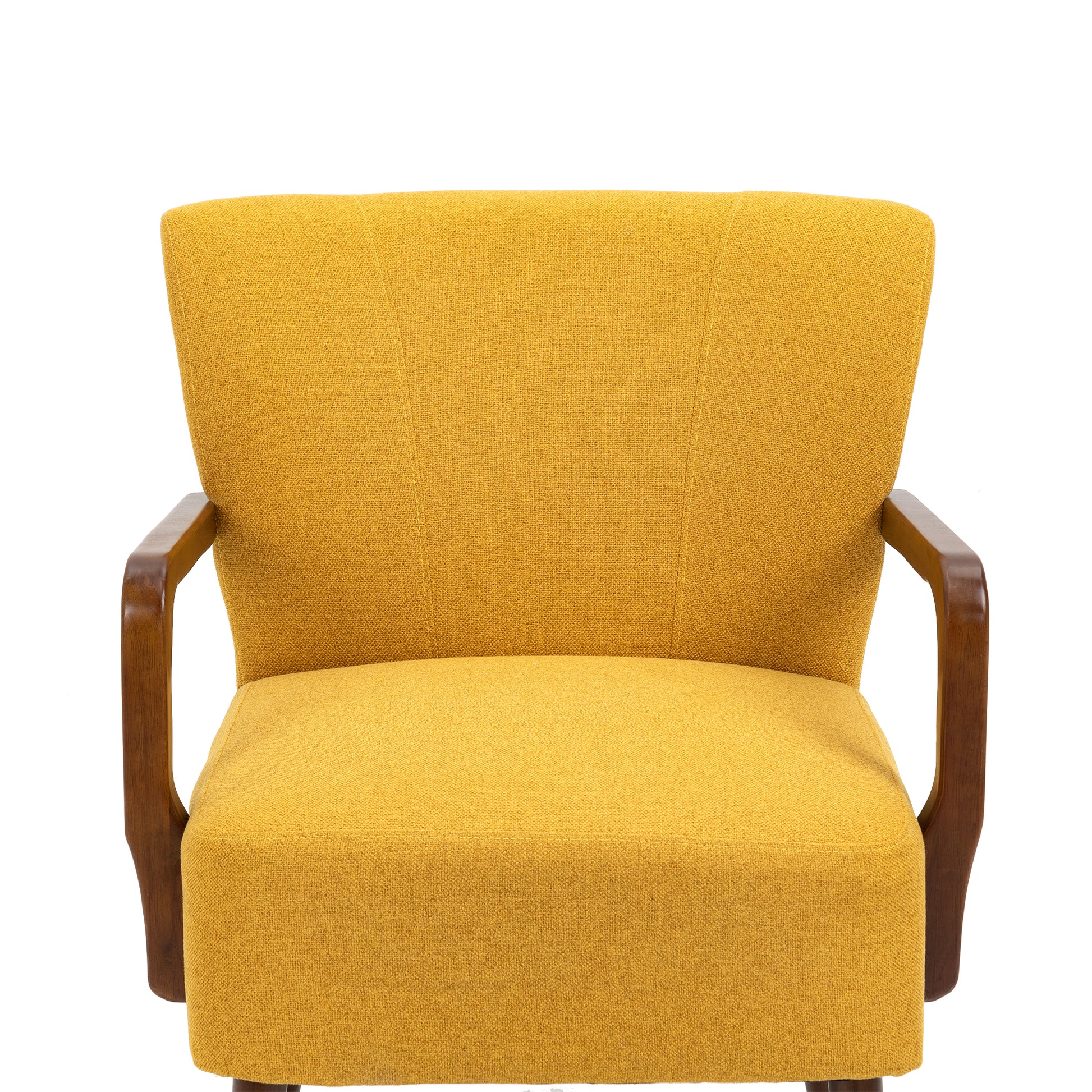 Coolmore Wood Frame Armchair, Modern Accent Chair Lounge Chair For Living Room Mustard Yellow Linen