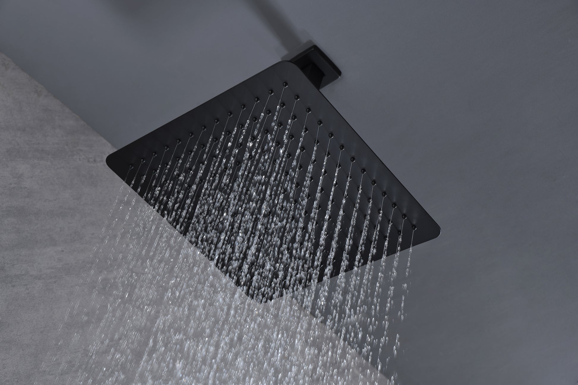 High Pressure Rain Shower Head, Ultra Thin Showerhead 304 Stainless Steel Waterfall Shower With Self Clean Nozzles, Full Body Covering Matte Black Stainless Steel