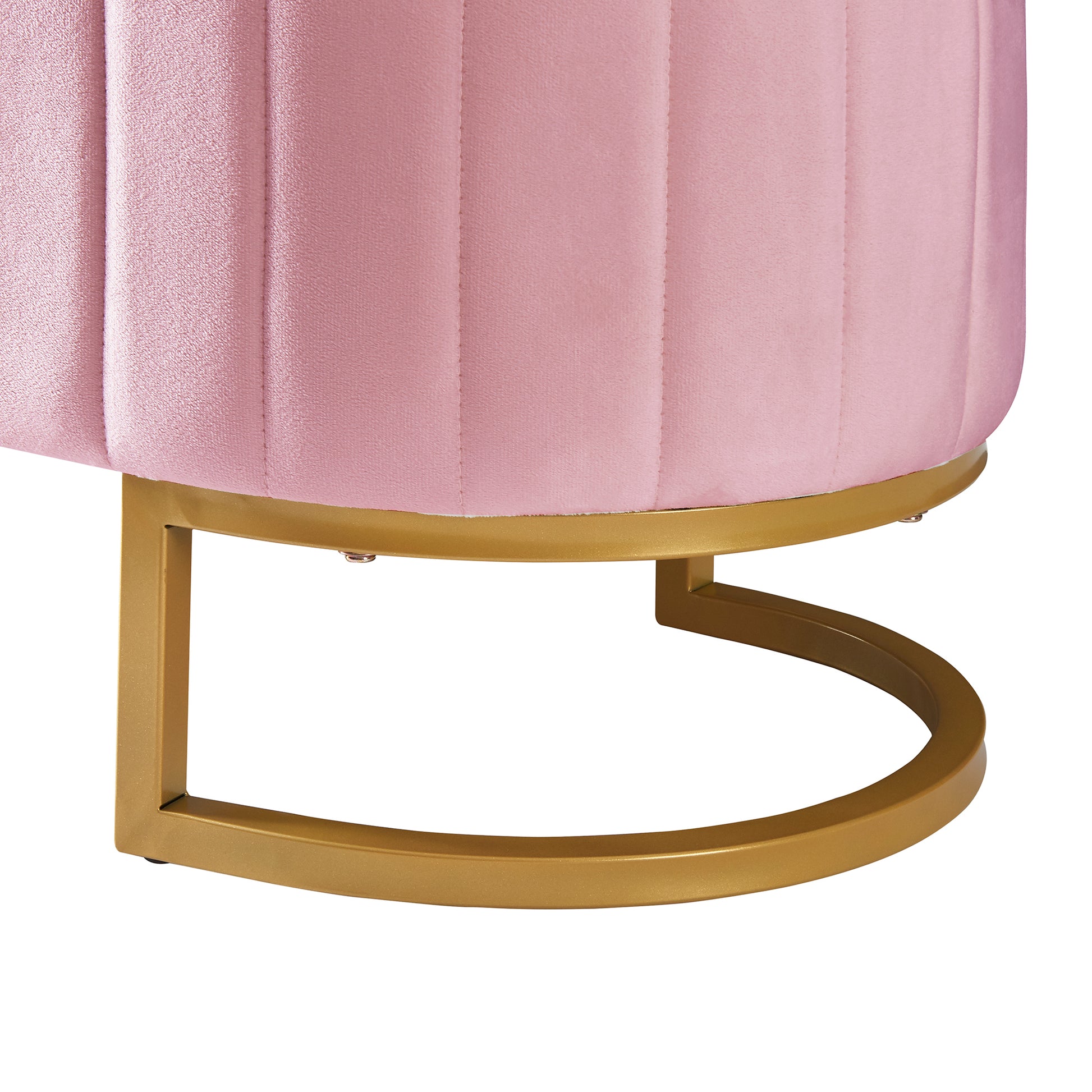 Elegant Upholstered Velvet Storage Ottoman With Button Tufted,Storage Bench With Metal Legs For Bedroom,Living Room,Fully Assembled Except Legs,Pink Pink Velvet