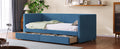Twin Size Corduroy Daybed With Two Drawers And Wood Slat, Blue Blue Corduroy
