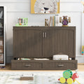 Queen Size Murphy Bed With Built In Charging Station, Antique Grey Box Spring Not Required Queen Antique Gray Wood Pine Wood