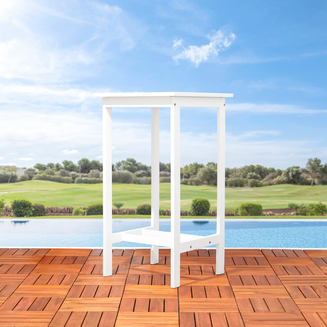 Emilio White English Wood Bar Table