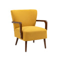 Coolmore Wood Frame Armchair, Modern Accent Chair Lounge Chair For Living Room Mustard Yellow Linen