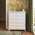 Solid Wood Spray Painted Drawer Dresser Bar,Buffet Tableware Cabinet Lockers Buffet Server Console Table Lockers, Retro Round Handle, Applicable To The Dining Room, Living Room,Kitchen Corridor,White 5 Or More Drawers White White Primary Living Space